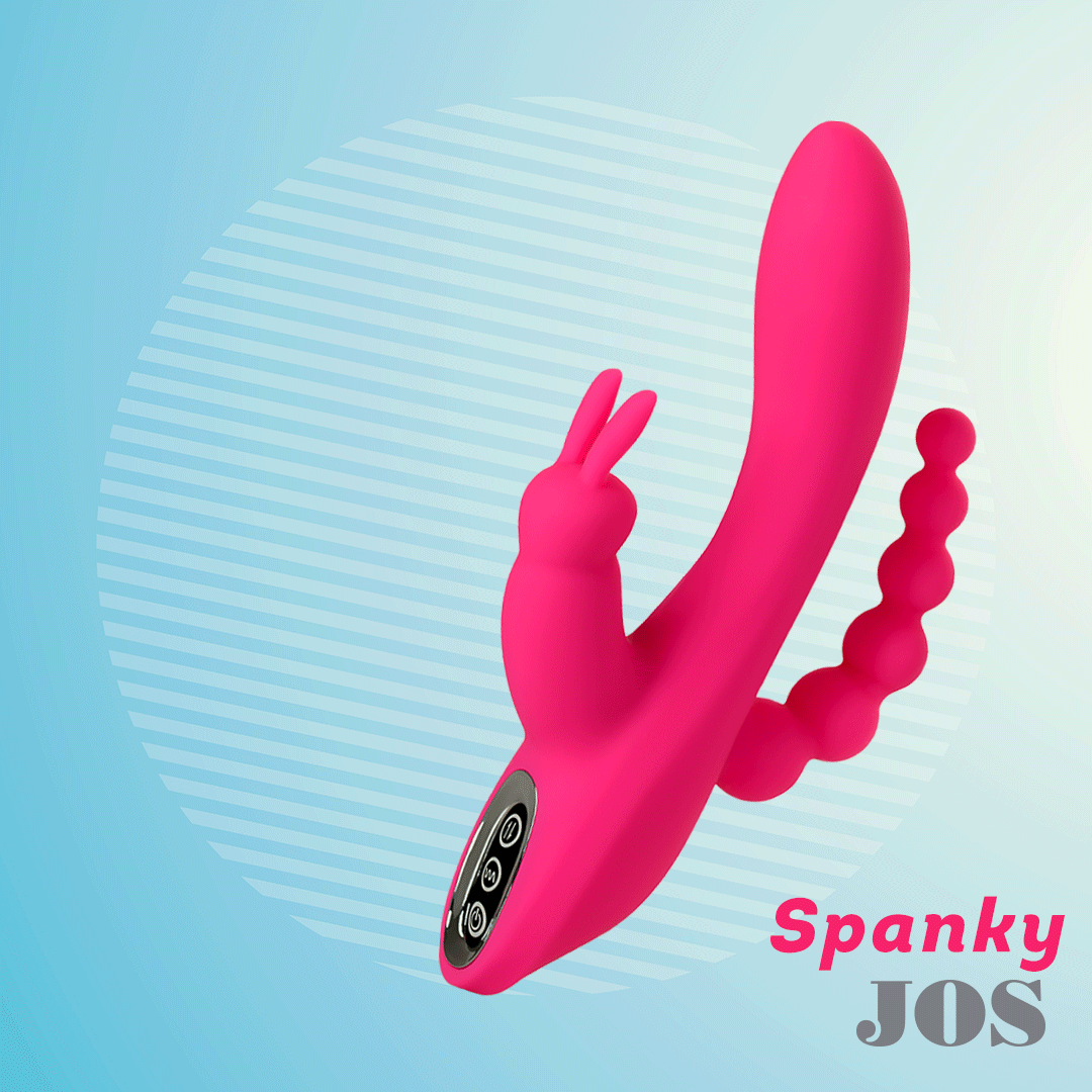 Тройной вибростимулятор JOS SPANKY, силикон, розовый, 21 см. Фото N17