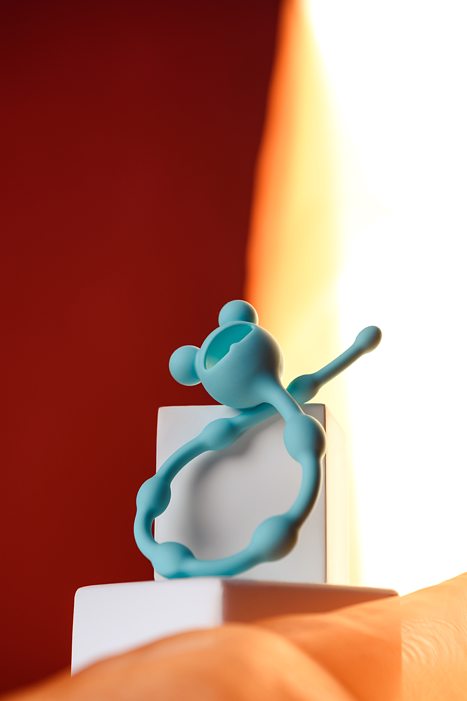 Анальная цепочка ToDo by Toyfa Froggy, силикон, голубая, 27,4 см, Ø 1,4 см. Фото N6